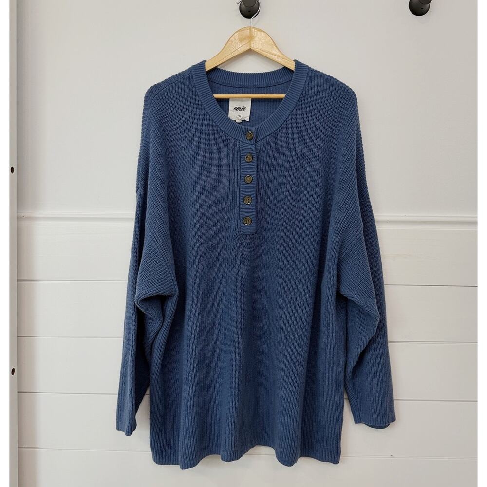 Women’s American Eagle Aerie Blue Ribbed Sweater XXL
